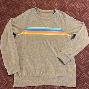 Junior’s Cropped Heathered Gray Sweatshirt with Stripes, EUC, S